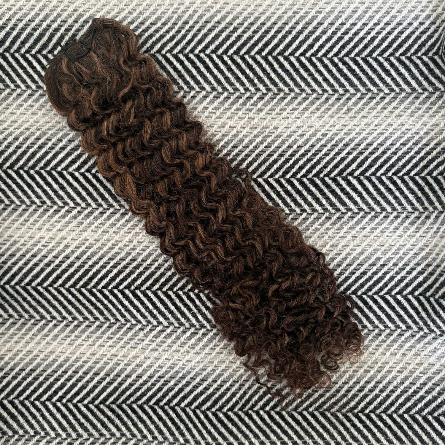 Curly Hair Clip In Human Hair Extensions 3C #2/10 Dark Brown & Caramel Mix SALE