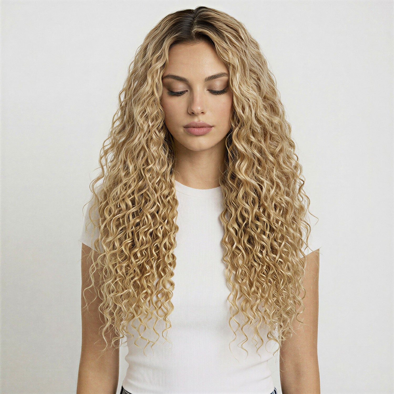 Curly Clip In Hair Extensions 3B #51/60 Champagne and Platinum Blonde