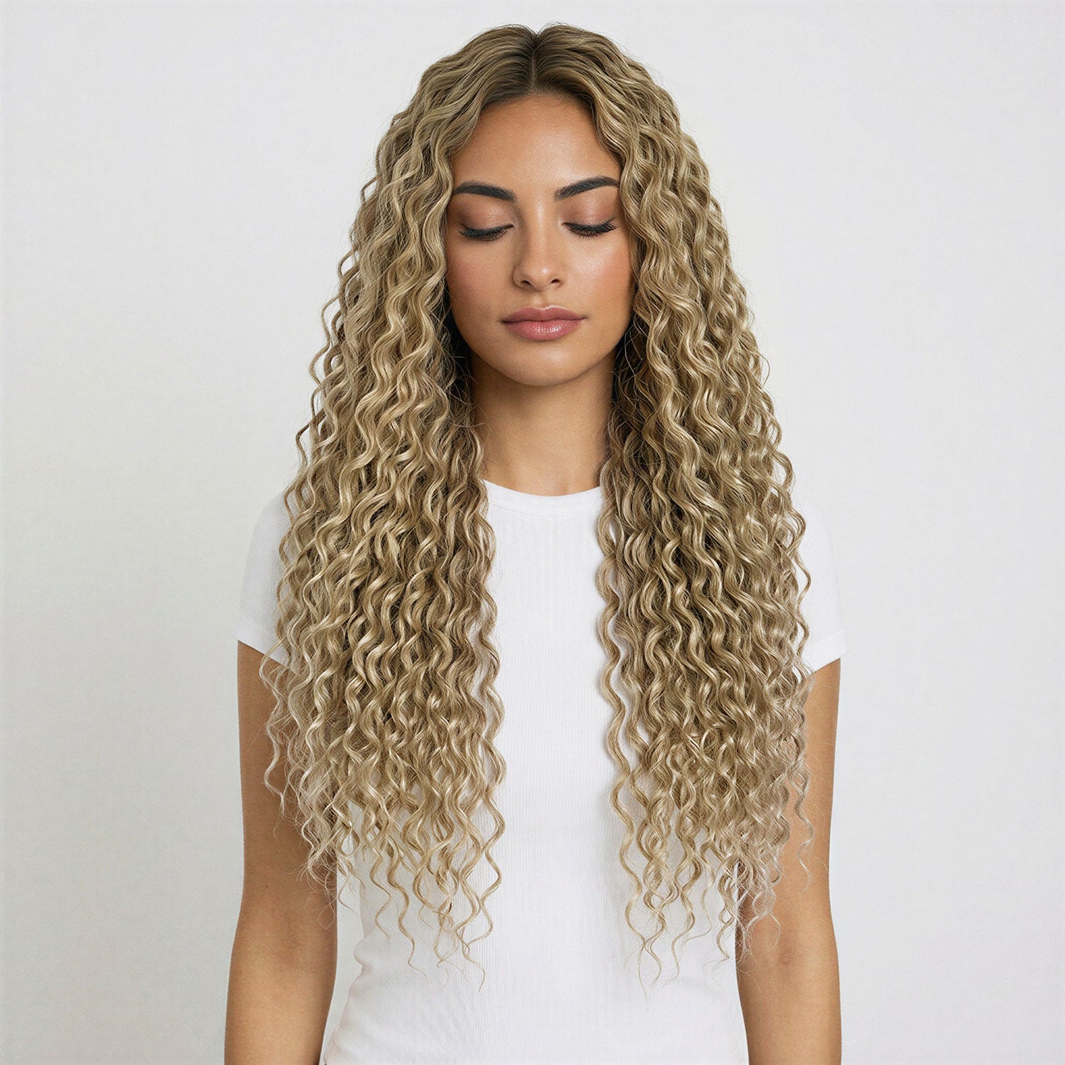 Curly Tape Human Hair Extensions 3B  #18a Ash Blonde 20"