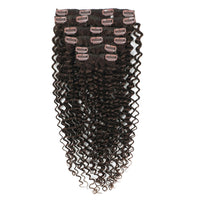 Set of hair extensions with clips on a white background
