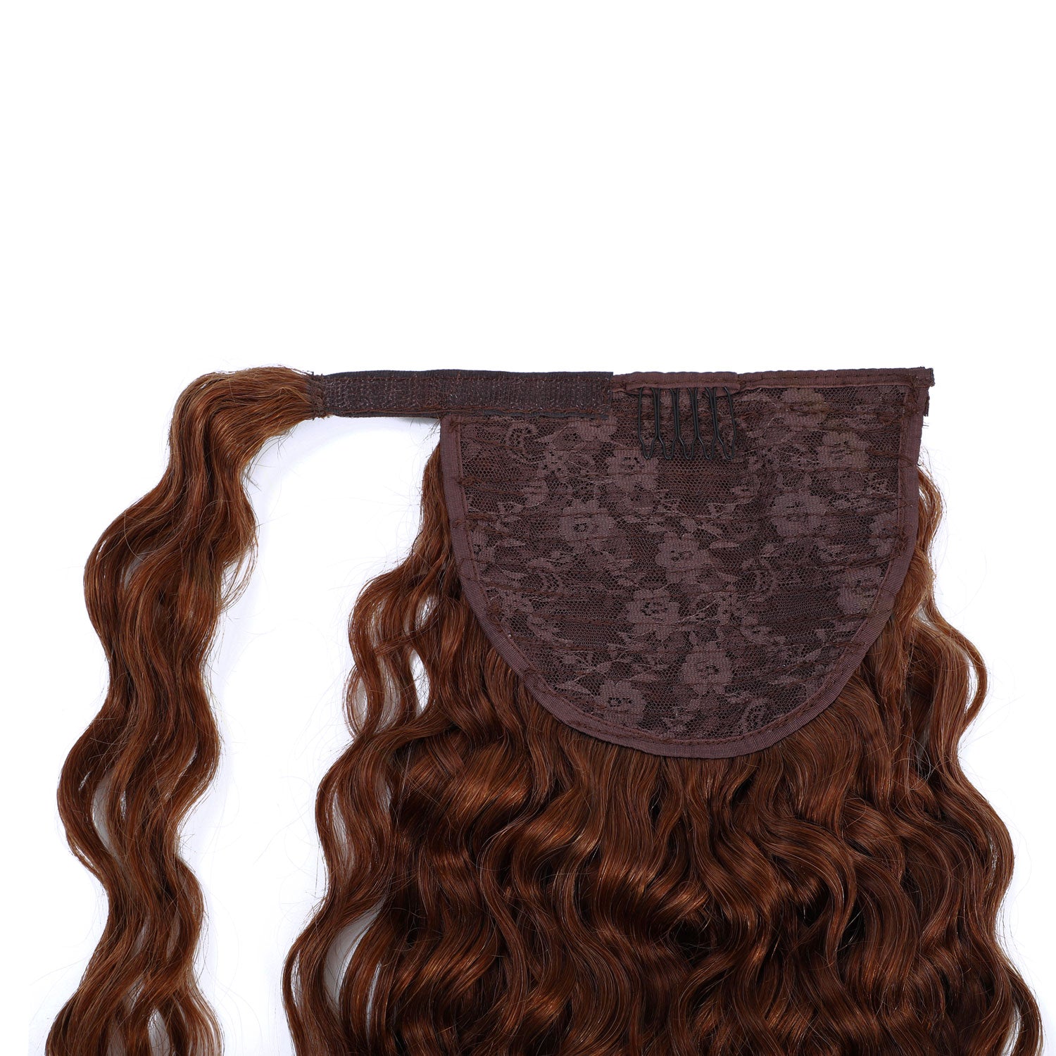 Curly Ponytail Human Hair Extension #30 Medium Copper