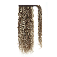 Curly Ponytail Human Hair Extensions #8/22 Cinnamon Brown & Sandy Blonde Mix