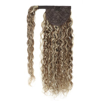 Curly Ponytail Human Hair Extensions #8/22 Cinnamon Brown & Sandy Blonde Mix