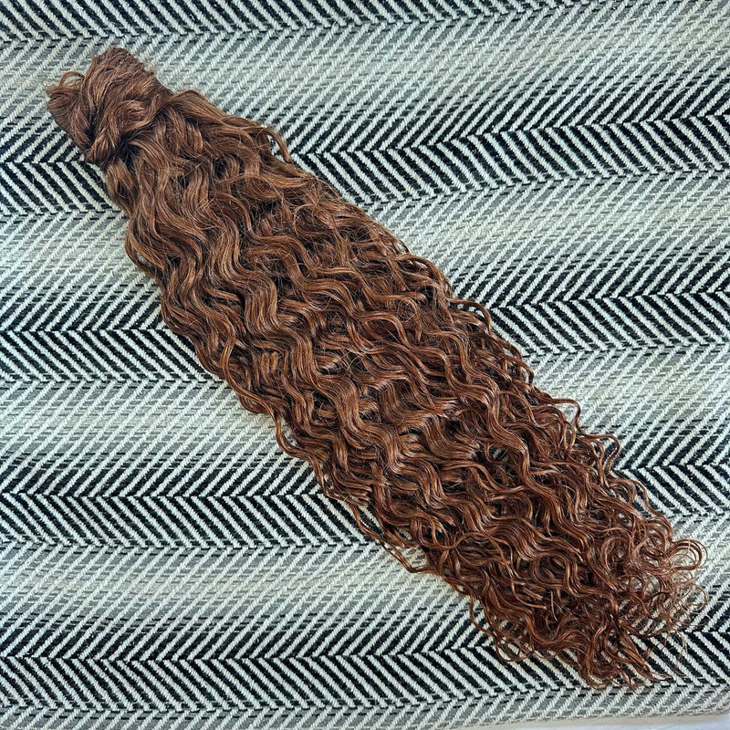 Curly Ponytail Human Hair Extension #30 Medium Copper