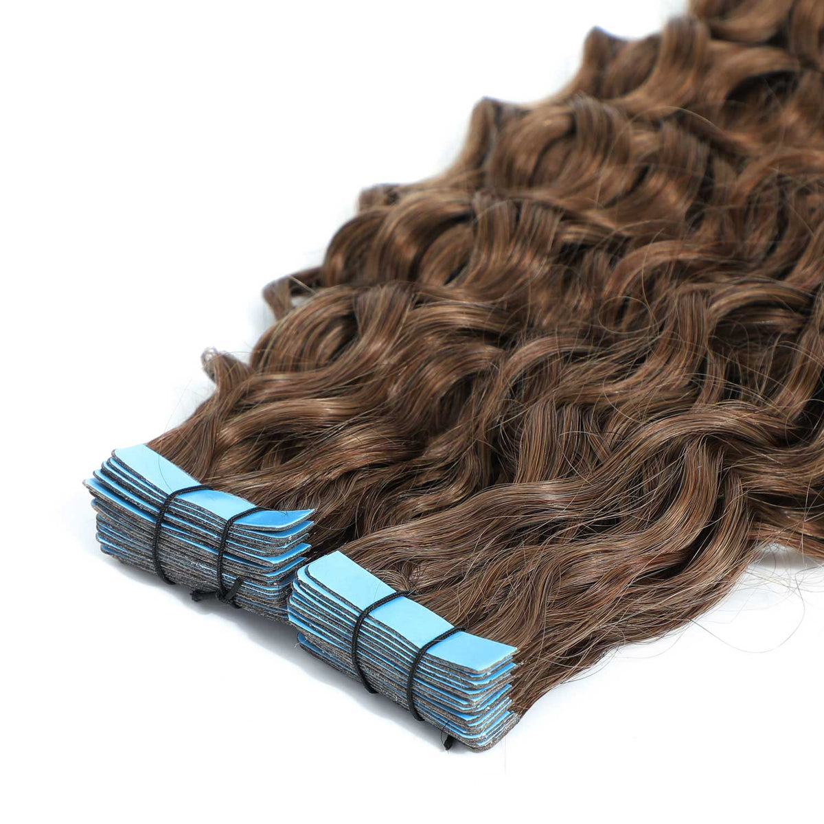 Curly Human Hair Extensions in medium borwn