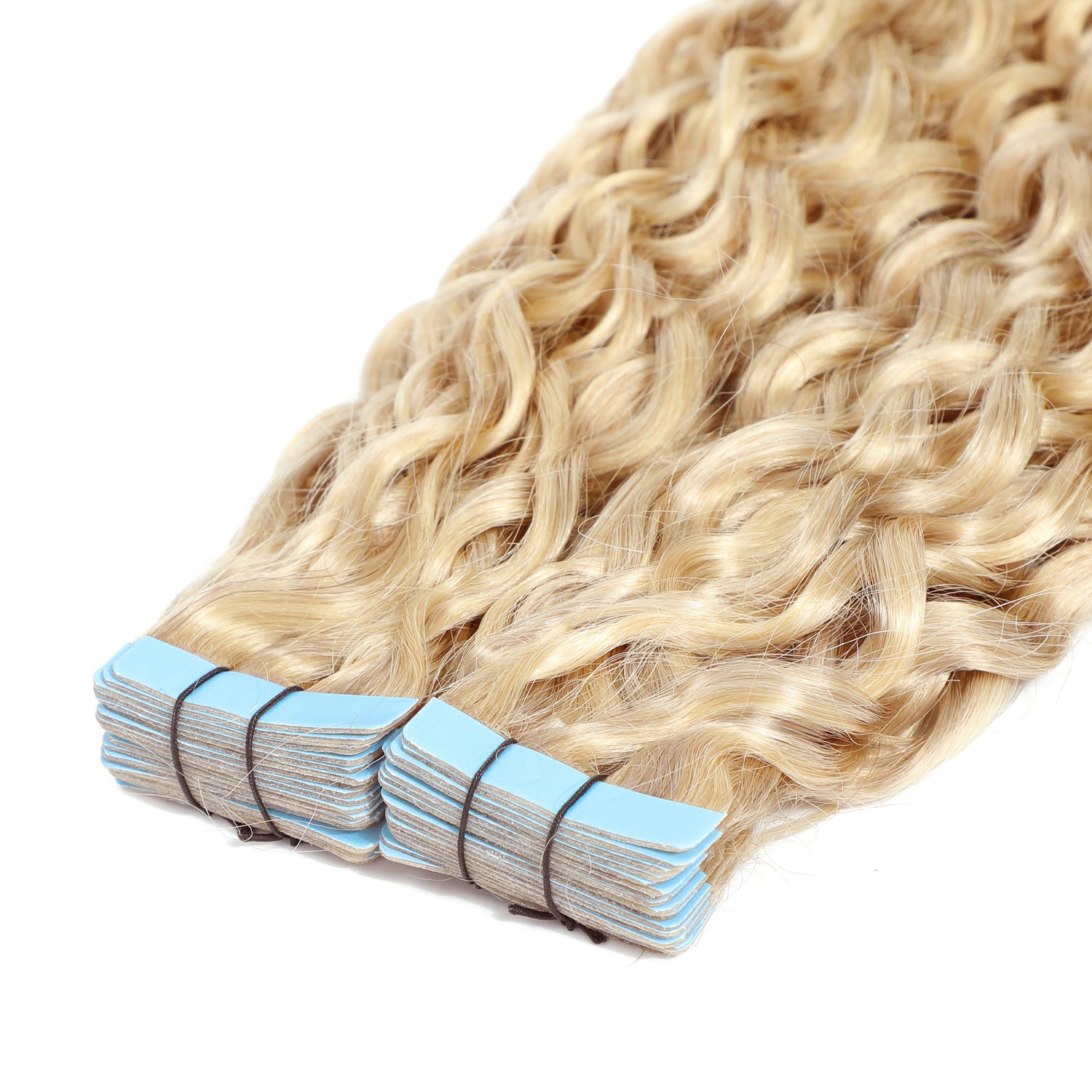 Curly Tape Human Hair Extensions 3B #27/60 Bronze and Platinum Blonde Mix