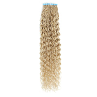 Curly Tape Human Hair Extensions 3B #27/60 Bronze and Platinum Blonde Mix