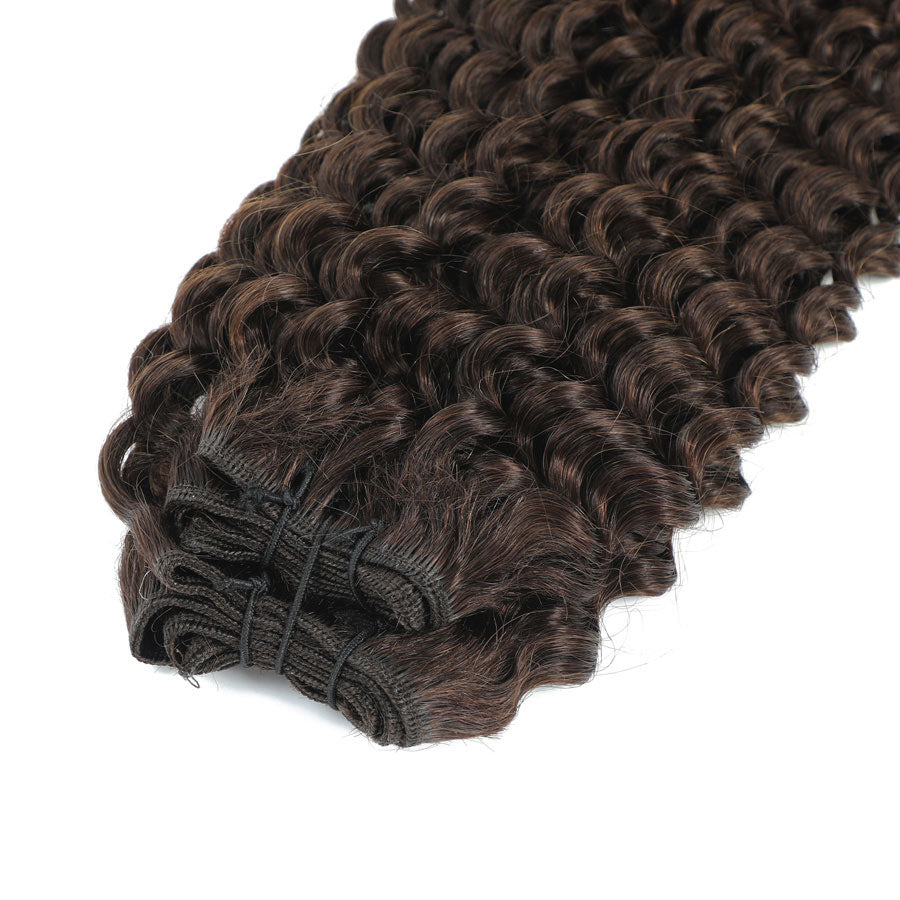 Weft Curly Hair Extensions 3C  #2c Chocolate Brown