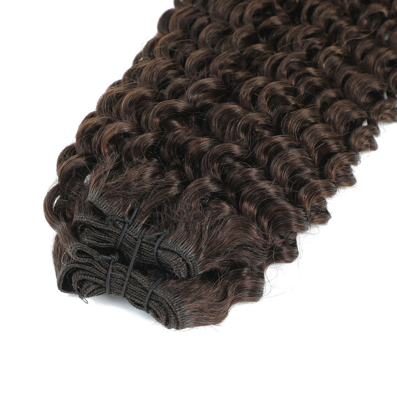 Weft Curly Hair Extensions 3C  #2c Dark Chocolate Brown