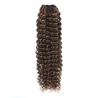 Weft Curly Hair Extensions 3C #2/10 Dark Brown and Caramel Highlights