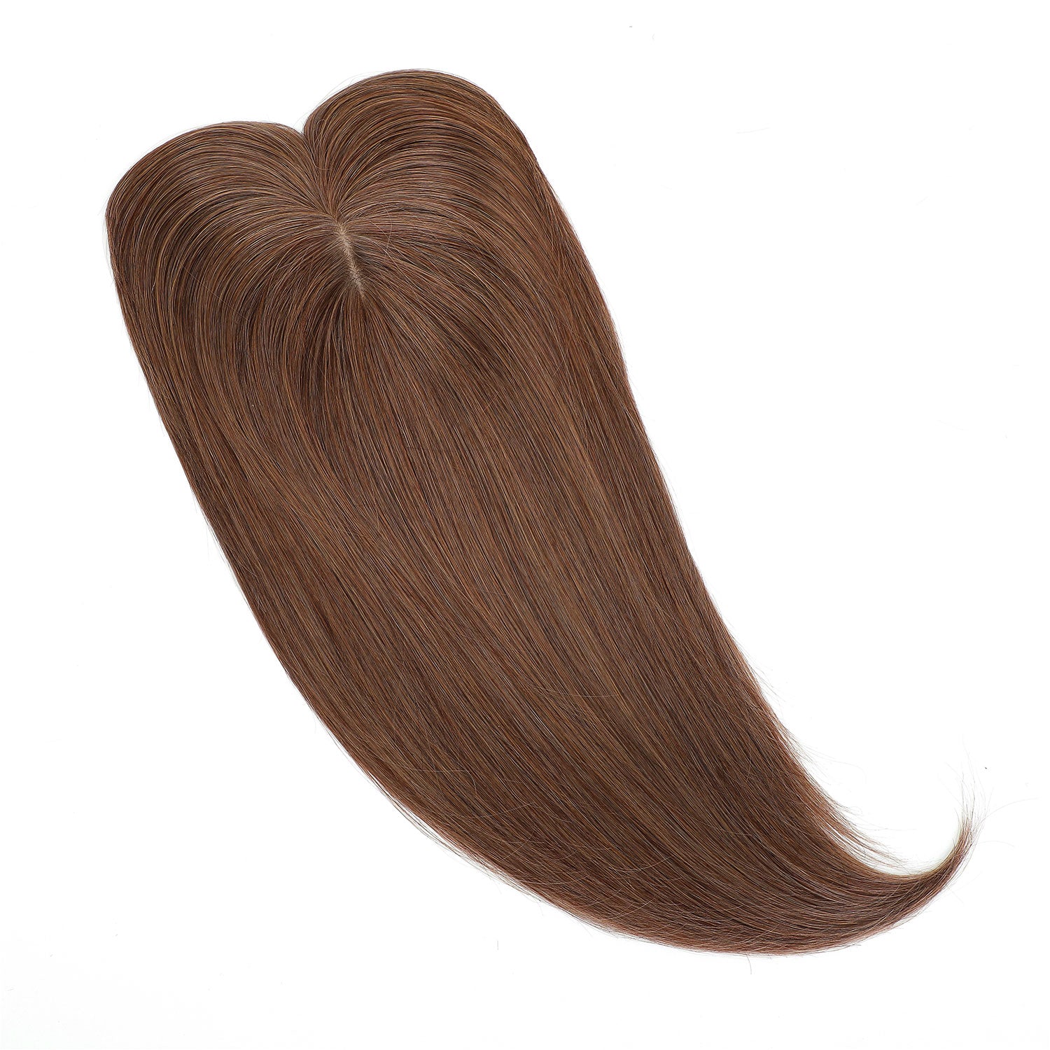 A single brown hair extension piece with a heart-shaped top and a long, flowing tail, displayed on a clean white background.