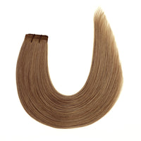 Natural Human Hair Extensions in Dirty Blonde, Flat Seamless weft for fine and thin hair