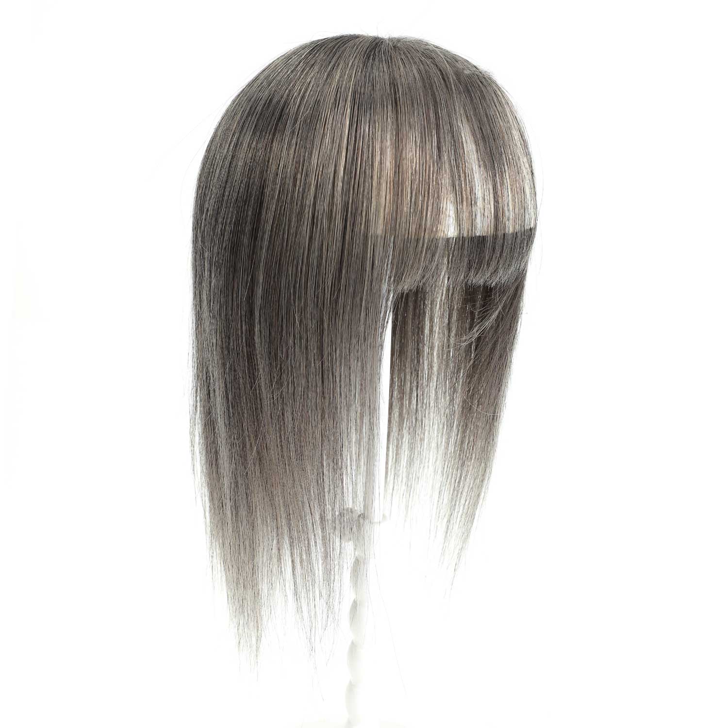 Gray hairpiece with a white background