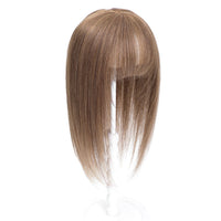 Human Hair Topper with Bangs #6 Medium Brown