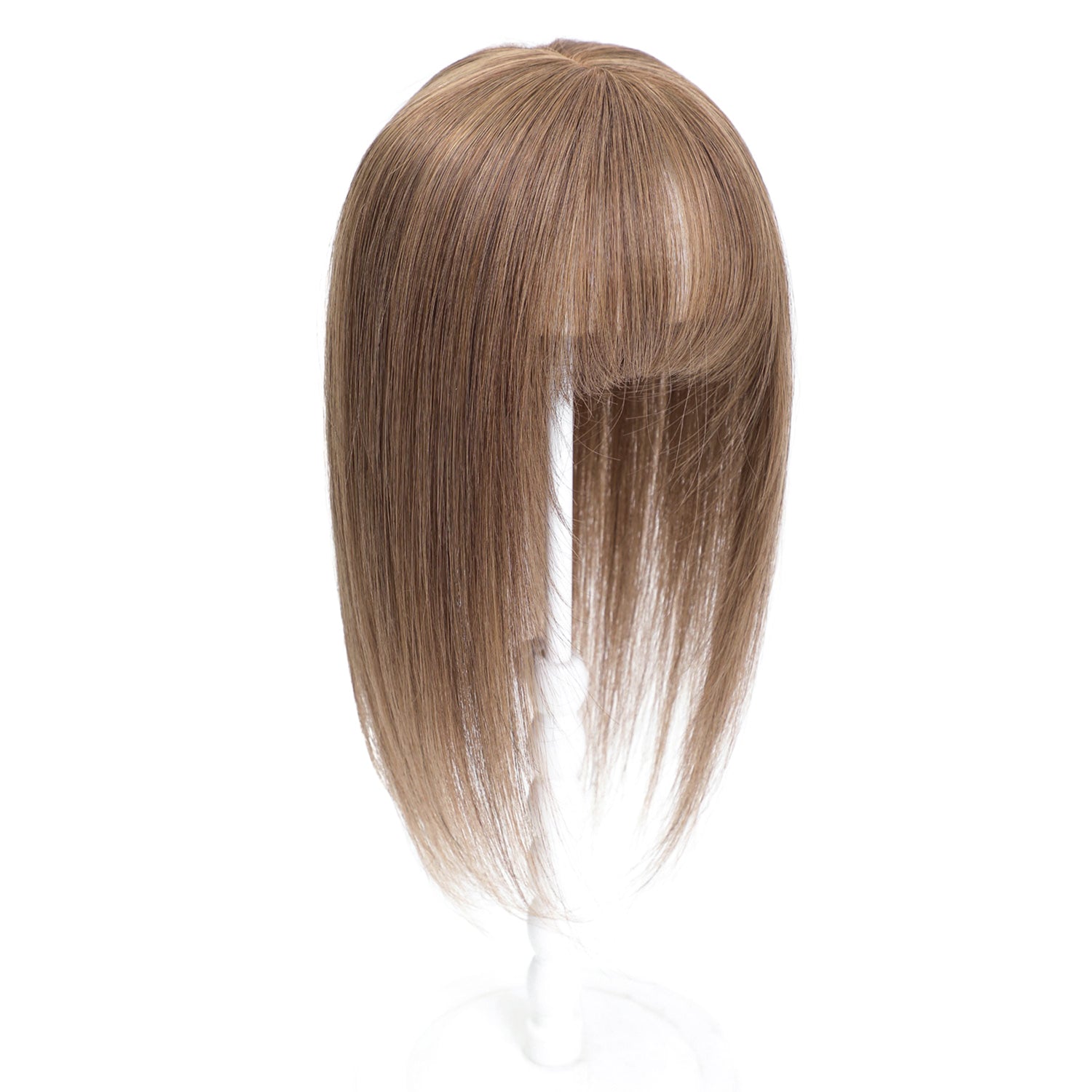 Human Hair Topper with Bangs #6 Medium Brown