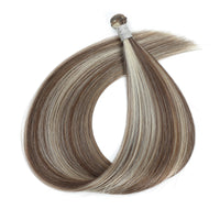 Genius Weft Hair Extensions   #8/60 Cinnamon Brown and Platinum Blonde Highlights