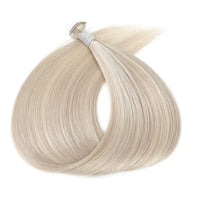 Genius Weft Hair Extensions #18b/1001 Dark Ash and Pearl Blonde Mix
