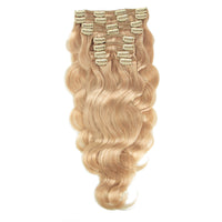 Clip In Wavy Human Hair Extensions #22 Sandy Blonde 22 Inch