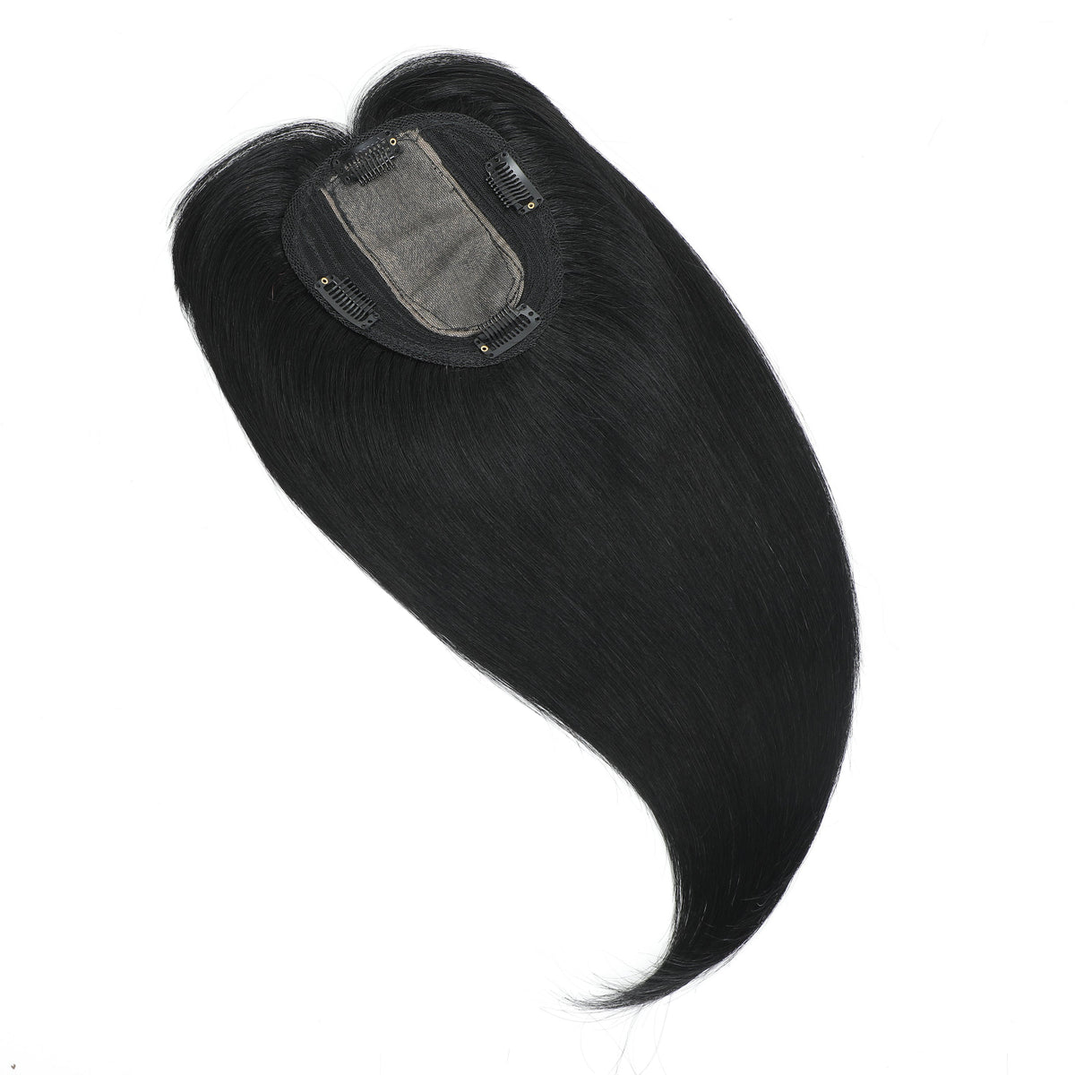 Black Fringe hair  topper extension on a white background