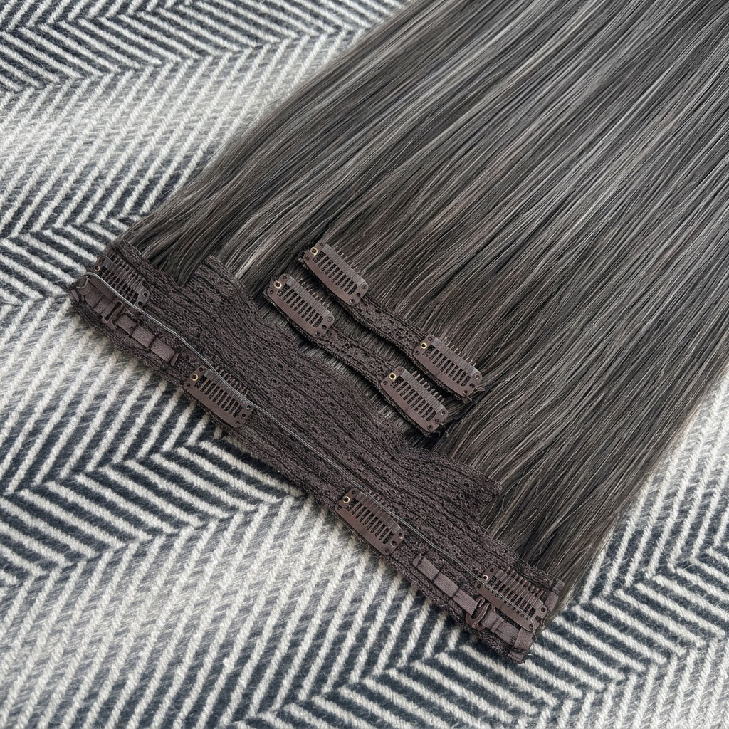 Halo Hair Extensions #1B/Grey Salt and Pepper