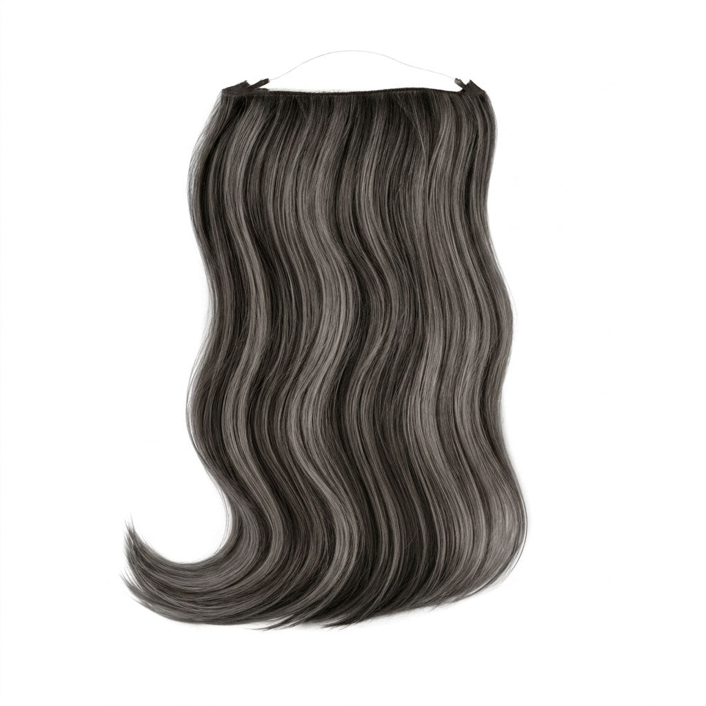 Halo Hair Extensions #1B/Grey Salt and Pepper