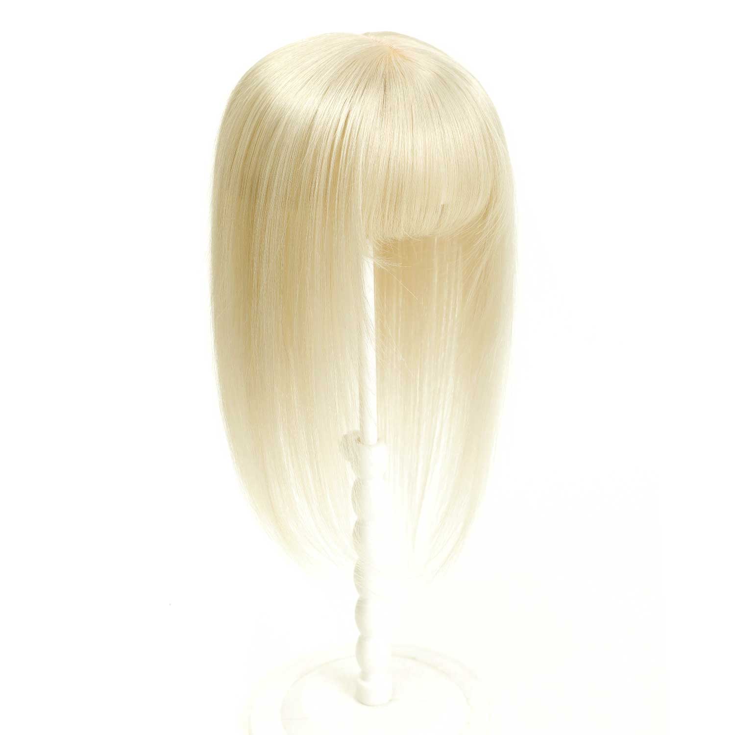 Human Hair Topper with Bangs #60 Platinum Blonde