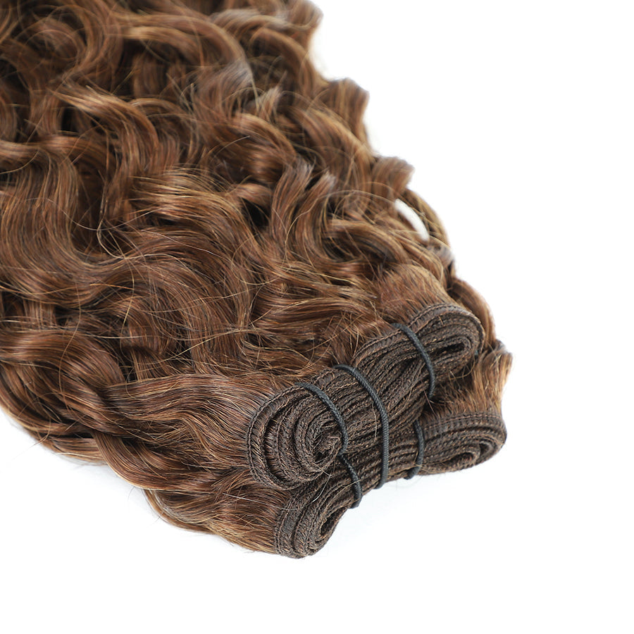 Weft Curly Hair Extensions 21" #4 Chestnut Brown