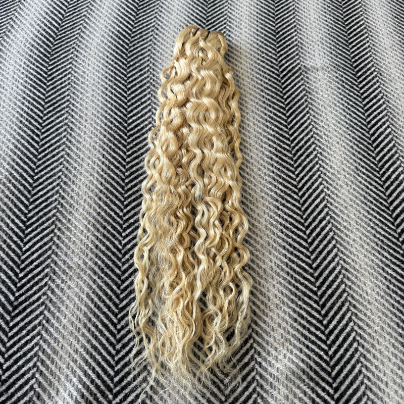 Weft Curly Hair Extensions #18a/60 Ash Platinum Blonde  SALE 70 Grams 17"