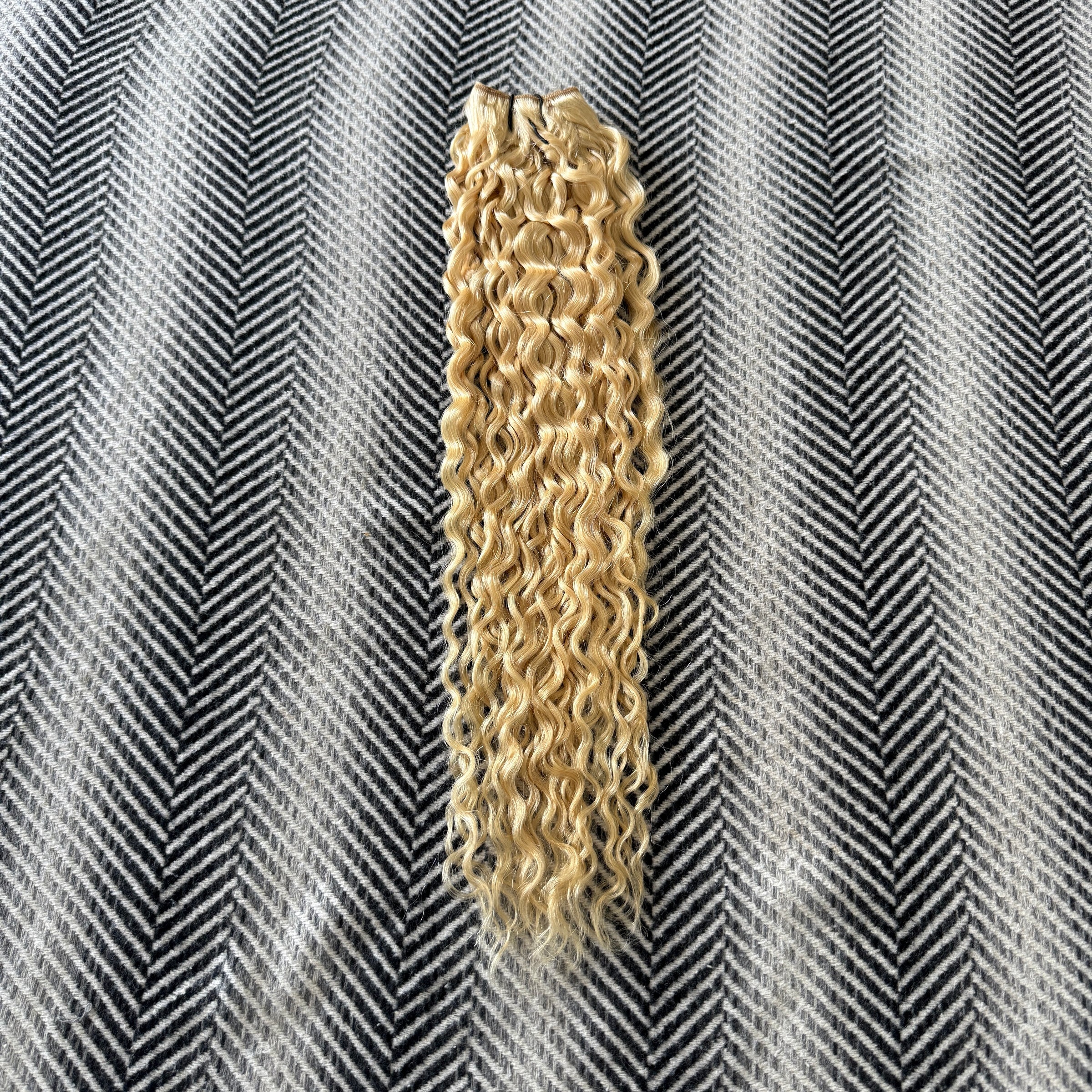 Weft Curly Hair Extensions #1001 Pearl Blonde  SALE 70 Grams 17"