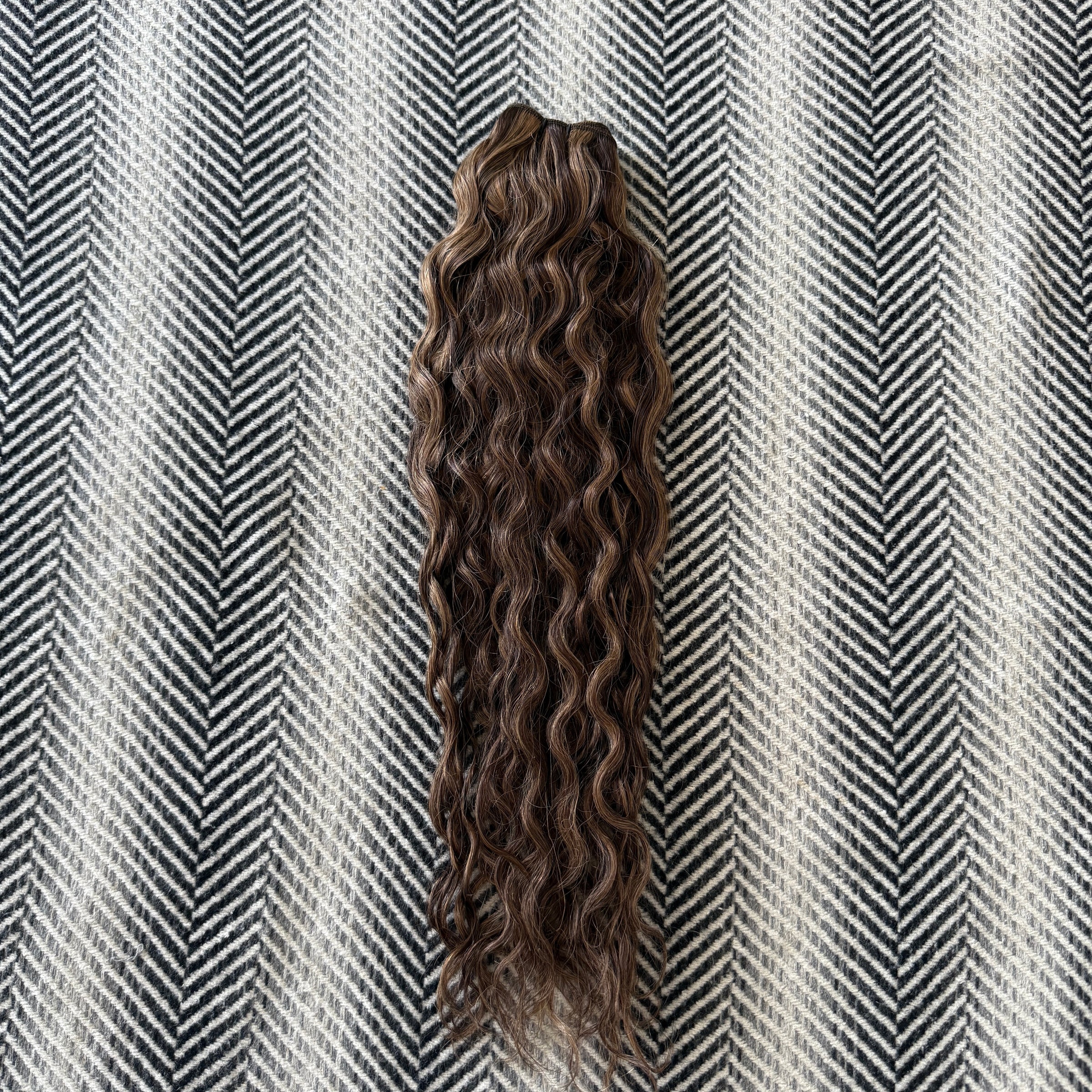 Weft Curly Hair Extensions Water Wave #2/10 Caramel Dark Brown  SALE 70 Grams 17"