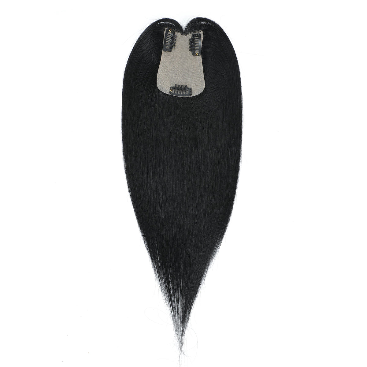 Black hair extension with clip on a white background