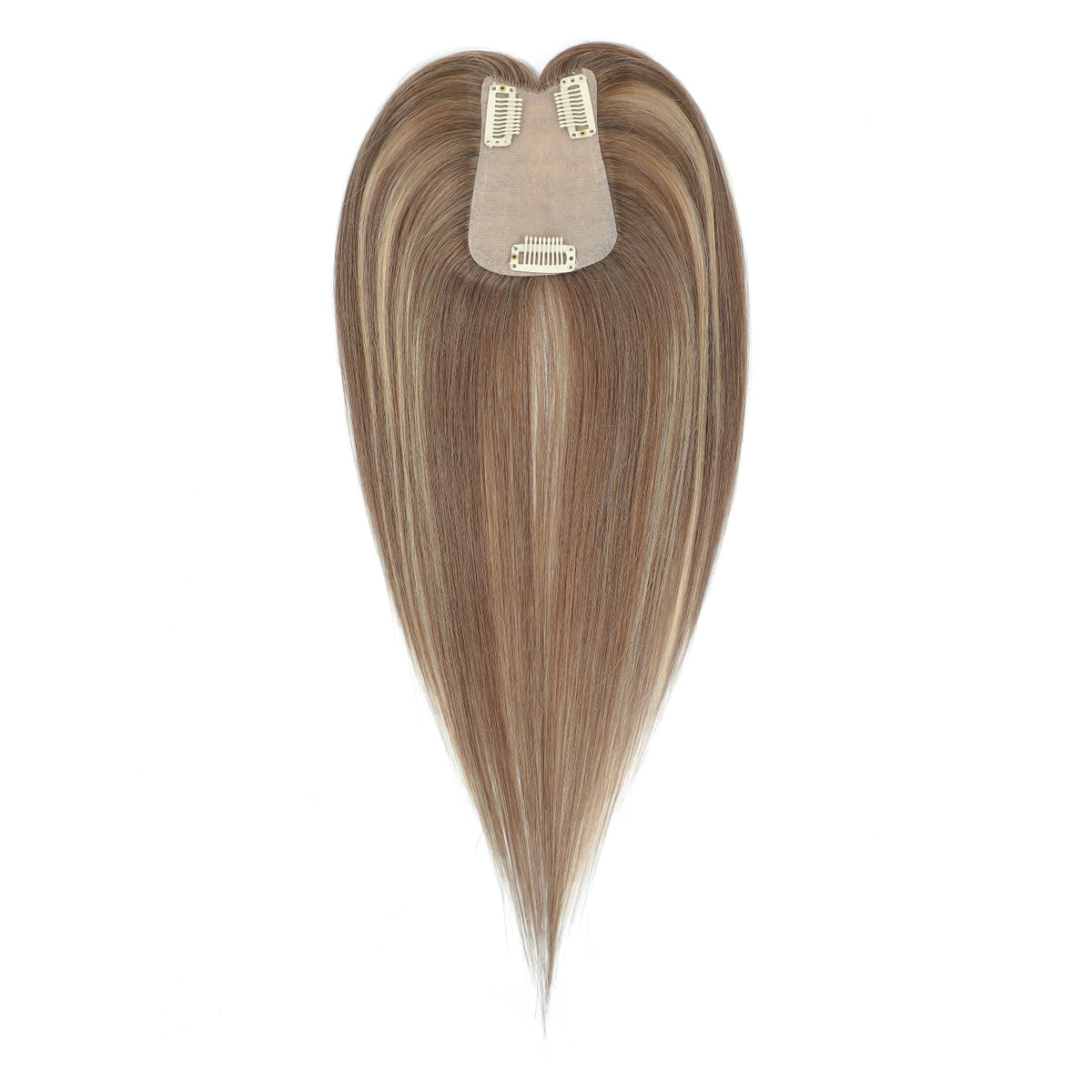 Brown hair extension with clip on a white background