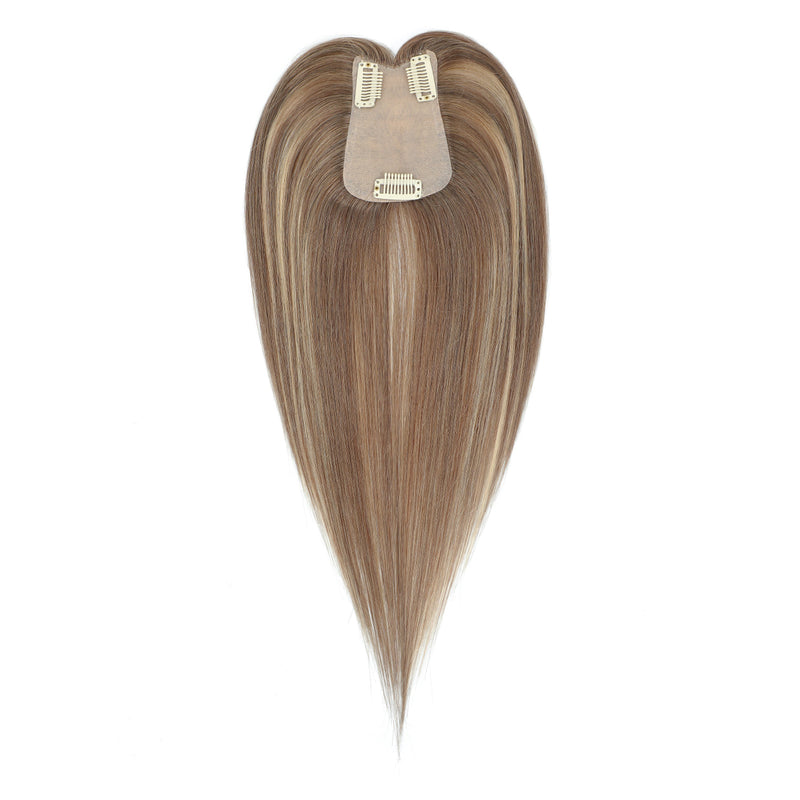 Brown hair extension with clip on a white background