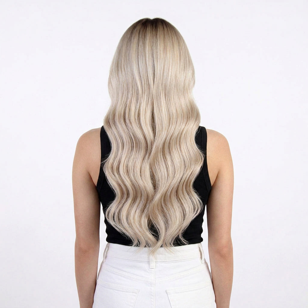 Double Drawn Invisible Tape Hair Extensions #16a/60 Ash & Platinum Blonde Russian Virgin