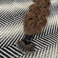 Nano Hair Extensions 18" #8a Ash Brown Curly SALE 50 Grams