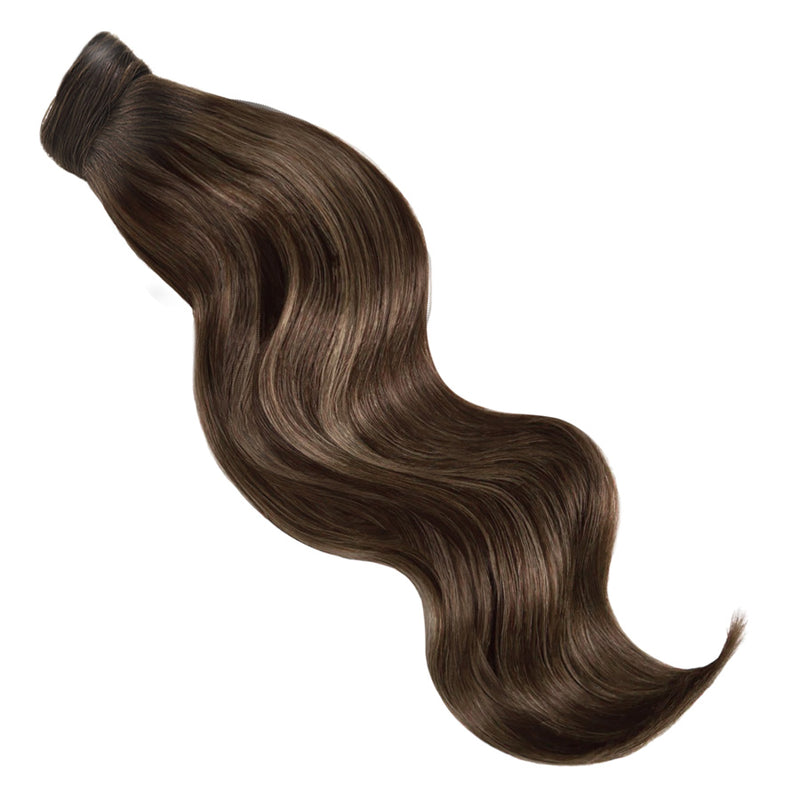 Ponytail Hair Extension #2/16 Dark Brown & Natural Blonde Highlights