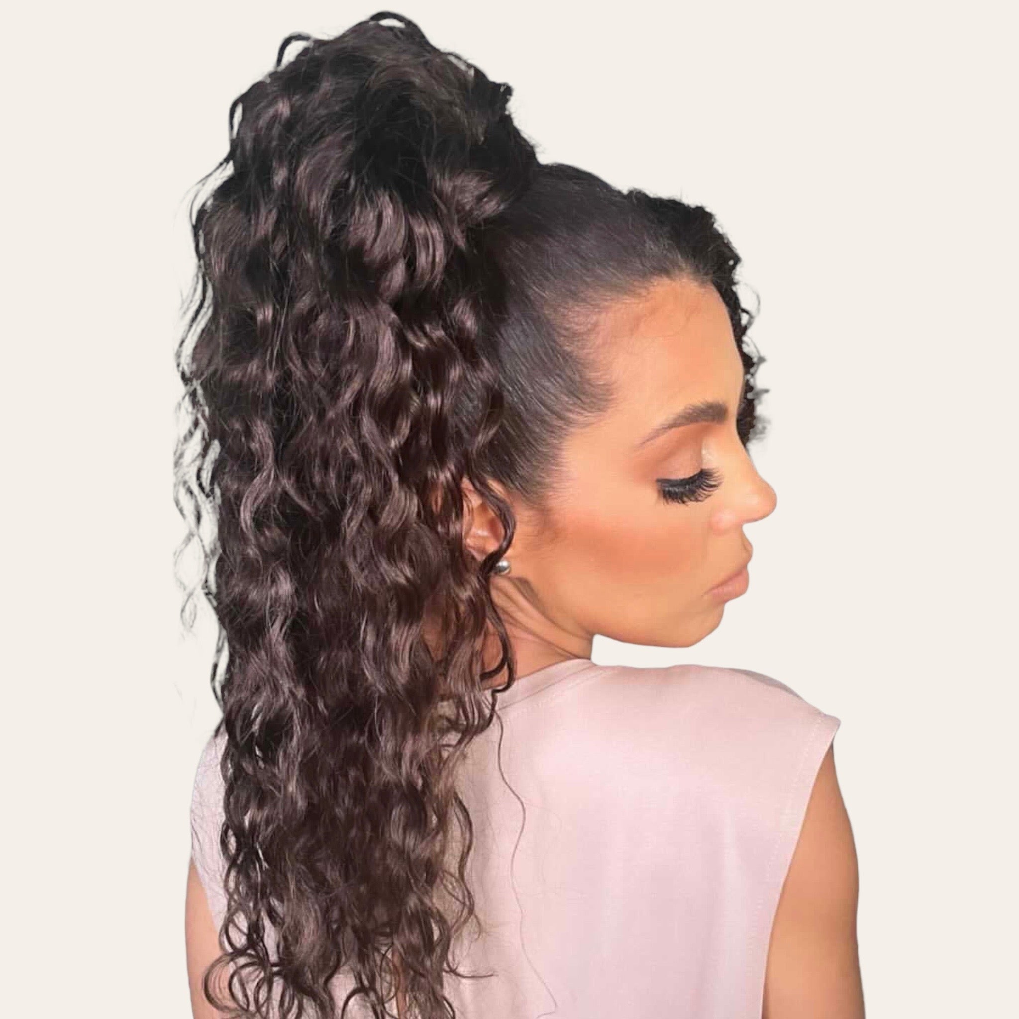 Curly Ponytail Human Hair Extensions #60a Silver Blonde