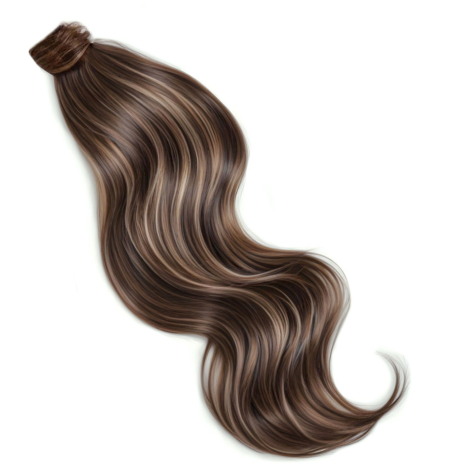 Ponytail Hair Extension 2 16 Dark Brown Natural Blonde Highlights