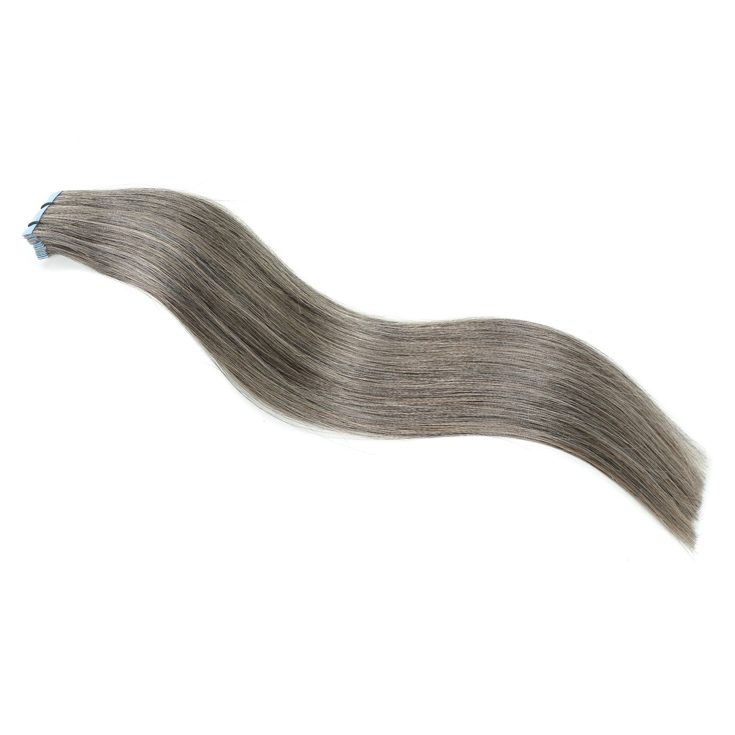 Salt and Pepper  tape hair extensions on a white background