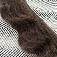Flat Weft Hair Extensions #2c/8a Dark Chocolate and Ash Brown Mix 22"