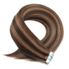 Tape Hair Extensions  21" #2/10 Dark Brown & Caramel Lowlights
