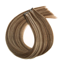 Double Drawn Genius Weft Hair Extensions #6/16a Light Cool Brown Ash Blonde Mix Virgin