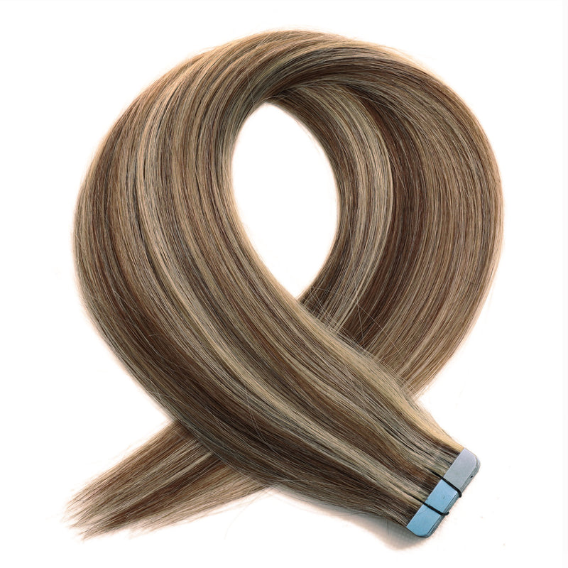 Hair Extensions Tape #8/22 Cinnamon Brown Sandy Blonde Mix 17"