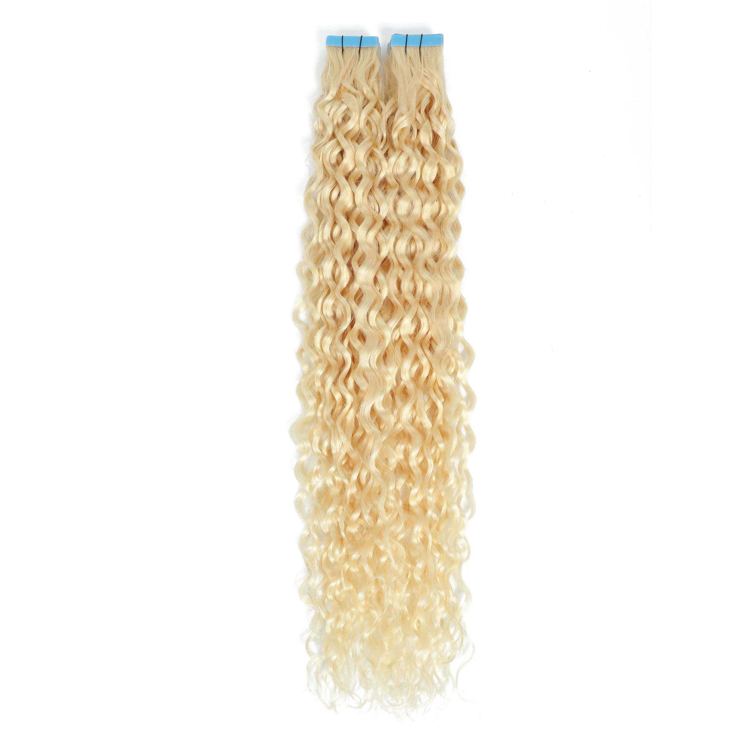 Curly Tape Hair Extensions 3B  #60 Platinum Blonde