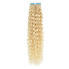 Curly Tape Hair Extensions 3B  #60 Platinum Blonde
