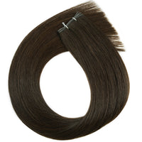 Russian Double Drawn, Thick Ends Virgin Hair Extensions Dark Brown