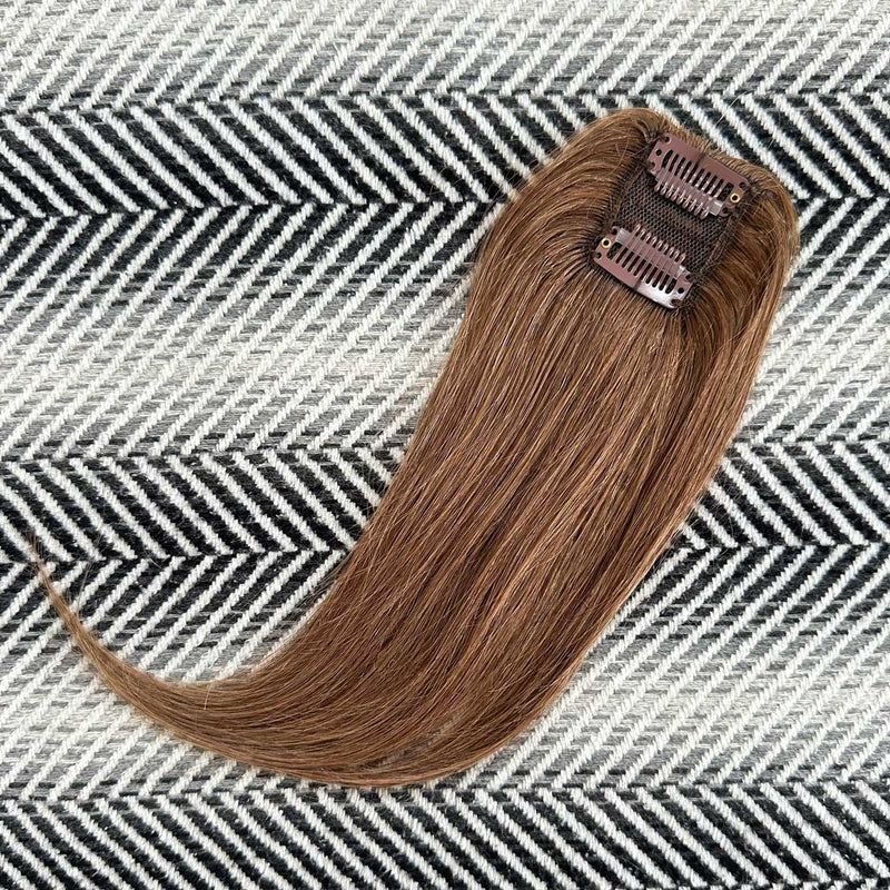 Clip In Volumiser Bangs Layers - Invisible Seamless Topper 1 Pc 12" #6 Medium Brown