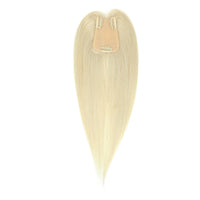 A long, straight clip-in hair extension piece in a light blonde color, featuring a natural skin-tone base with two gold-toned metal clips at the top, shown against a plain white background.