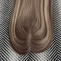 Human Hair Topper #8a/8a/1001 Ash Brown Pearl Blonde Balayage