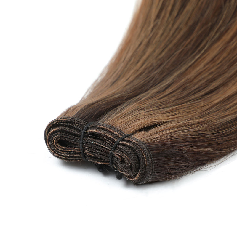 Weft Hair Extensions 25" #2/10 Dark Brown & Caramel Blonde Mix